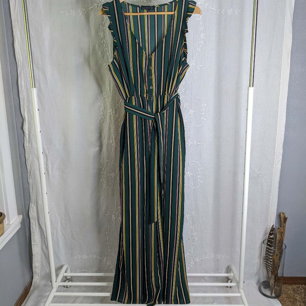 ke.ned.ik Vertical Stripe Split Leg Jumpsuit